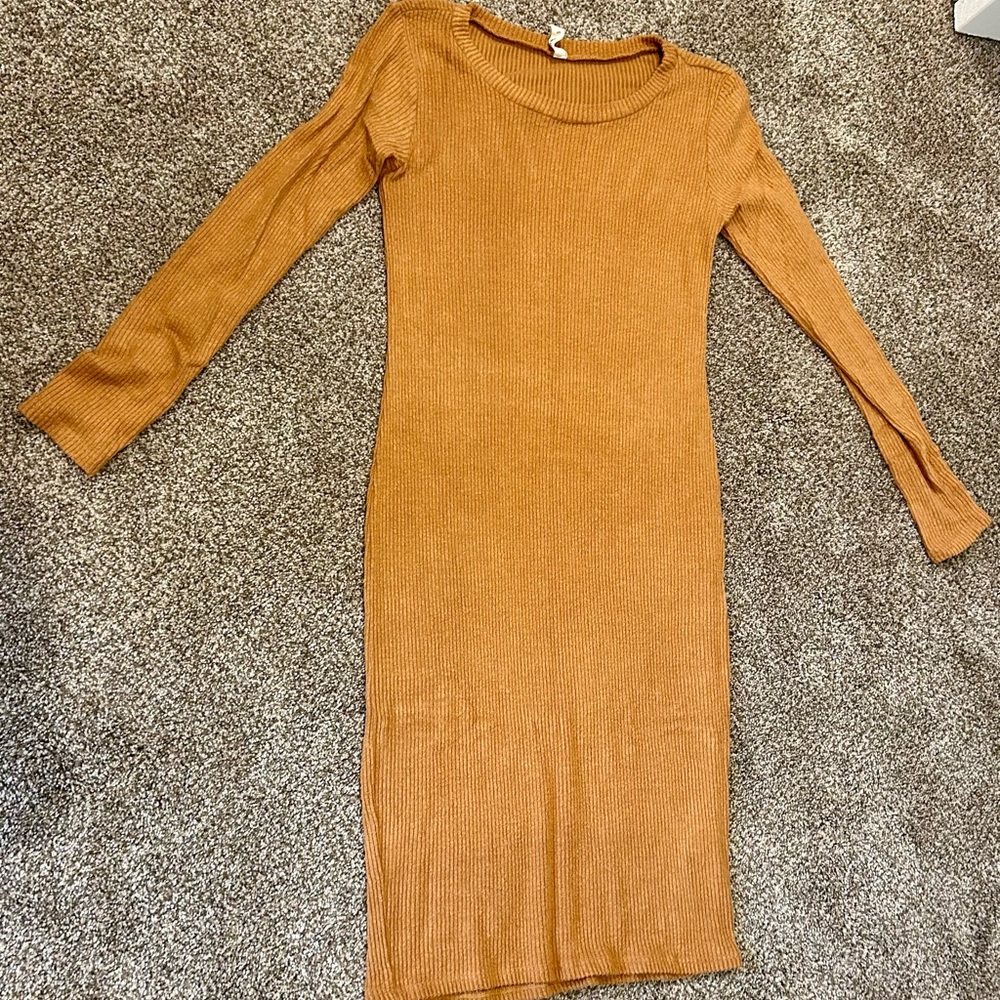 Hello MIZ Mustard Long Sleeve Dress